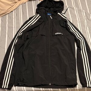 Adidas Black Jacket with White Stripes